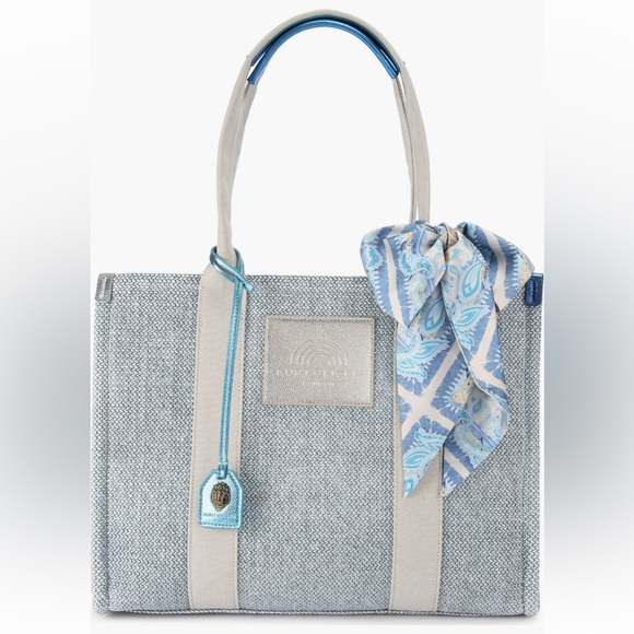 Kurt Geiger Blue and Tan Tote with Scarf - Picture 1 of 9